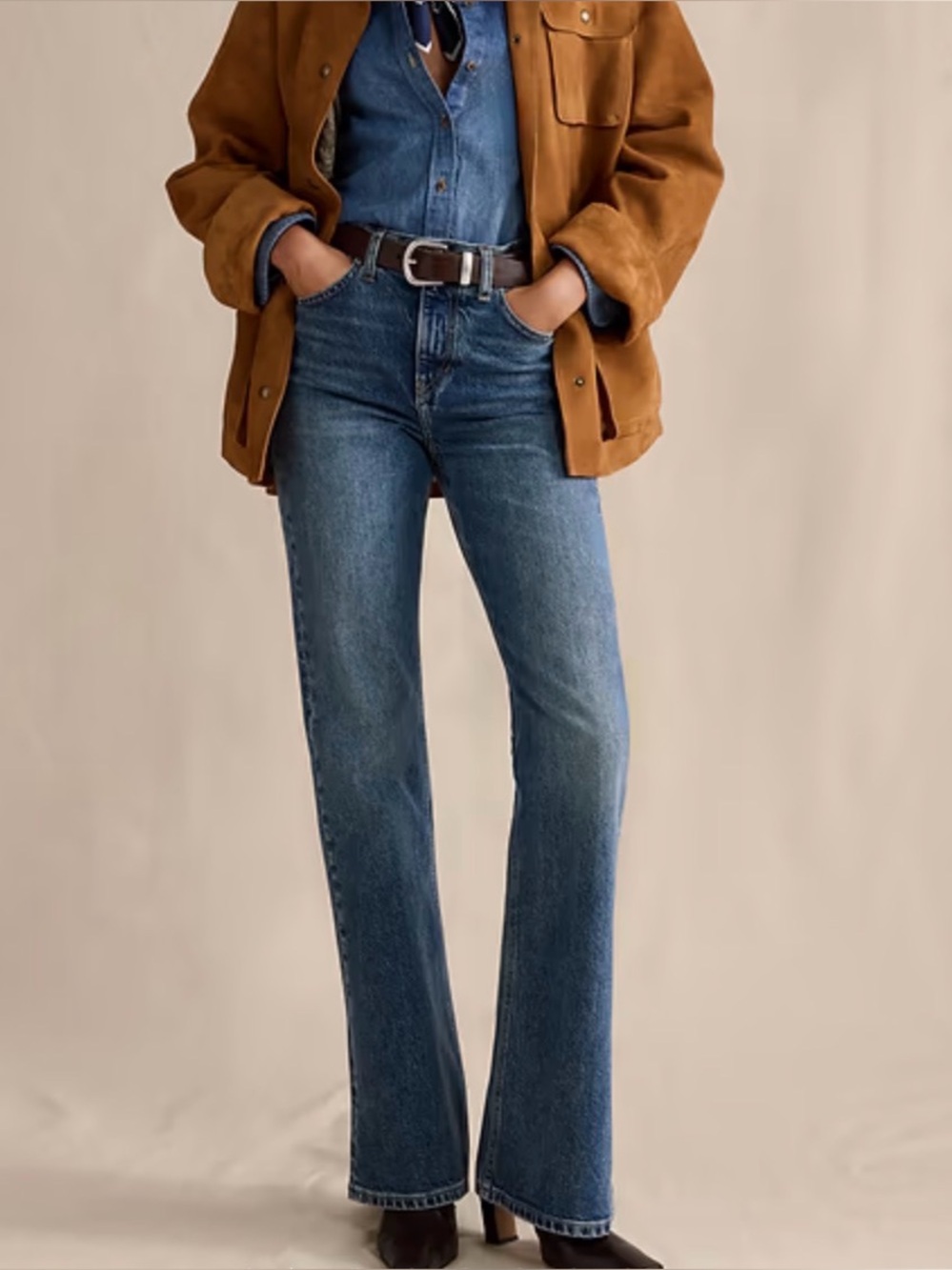 Banana Republic Women's High Rise Slim Boot-Cut Jeans Dark Blue Denim Sz 6R 28